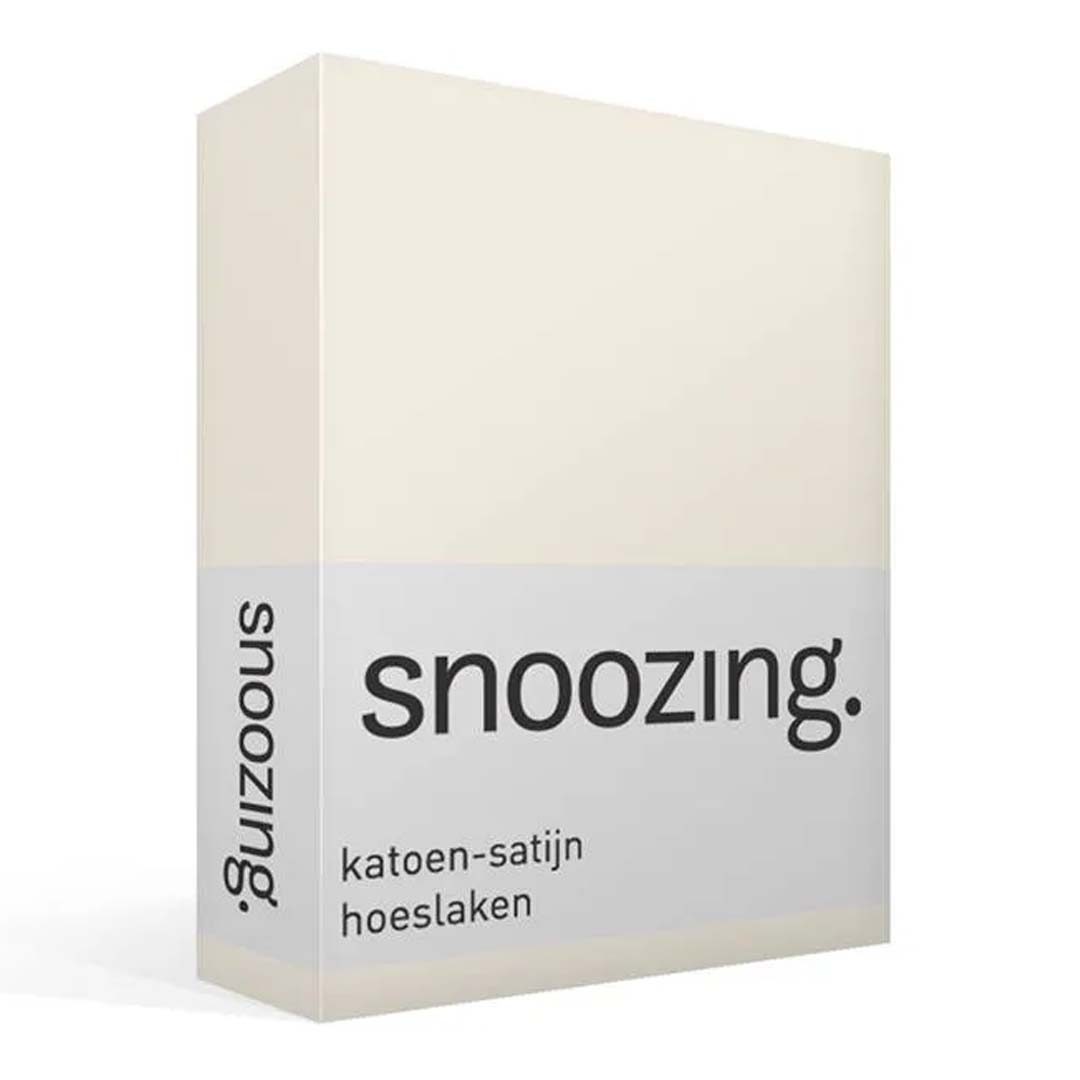 Snoozing katoen-satijn hoeslaken - ivoor