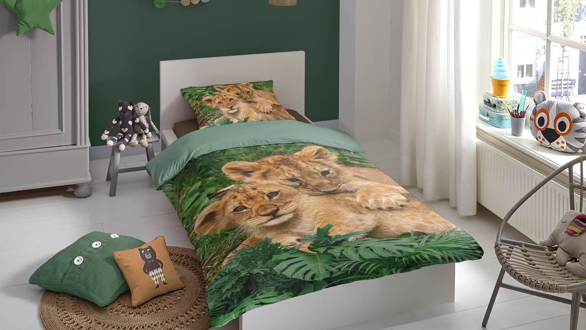 Weiland zag een beetje Good Morning Lion Cubs dekbedovertrek - Multi - Smulderstextiel.nl