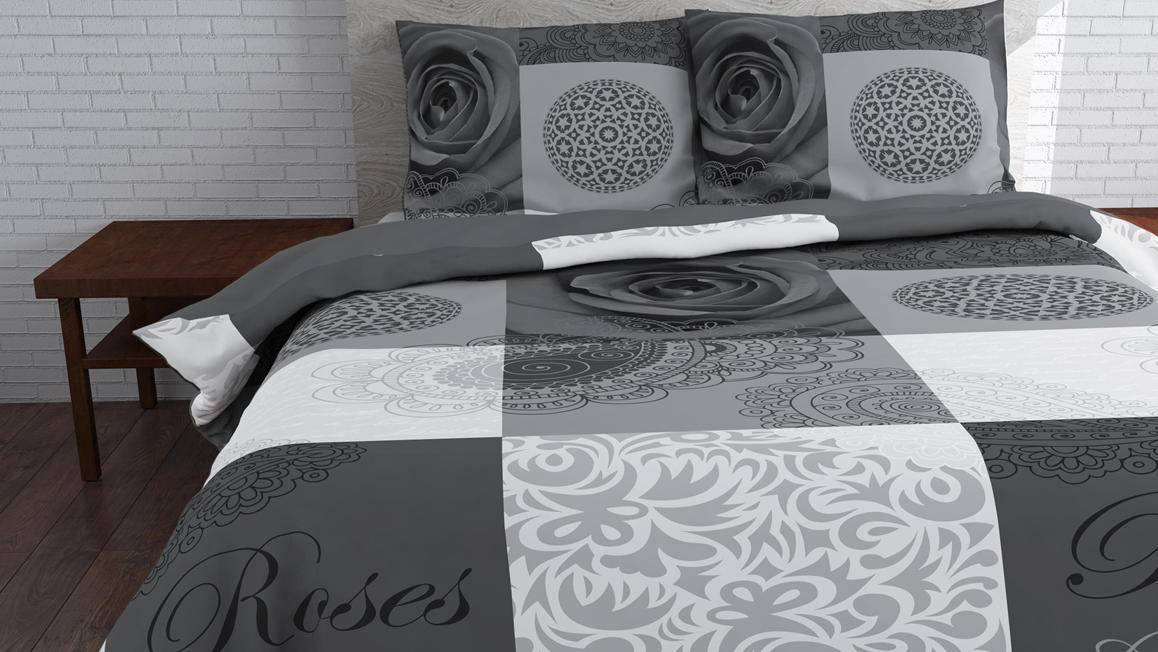 Text Rose flanel dekbedovertrek