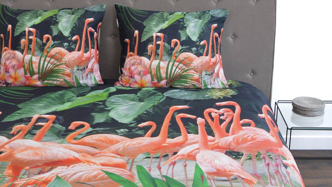 Flamingo dekbedovertrek - Multi Smulderstextiel.nl