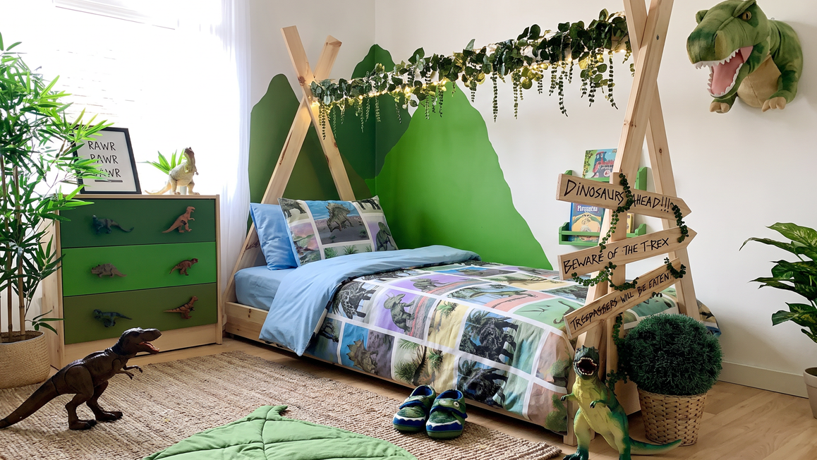 Snoozing Dinosaur flanel dekbedovertrek
