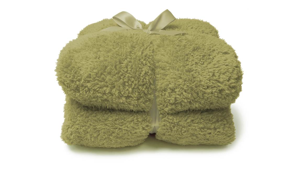 bijstand Ineenstorting Wapenstilstand Unique Living Teddy fleece plaid - Oil green - Smulderstextiel.nl