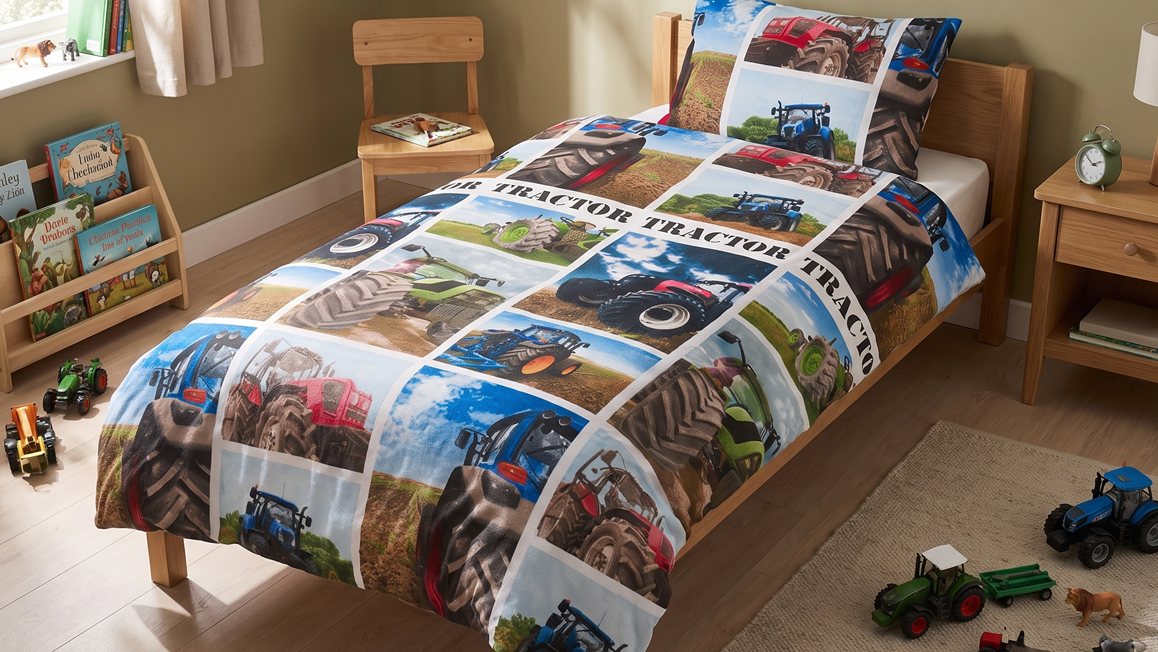 Snoozing Tractor flanel dekbedovertrek