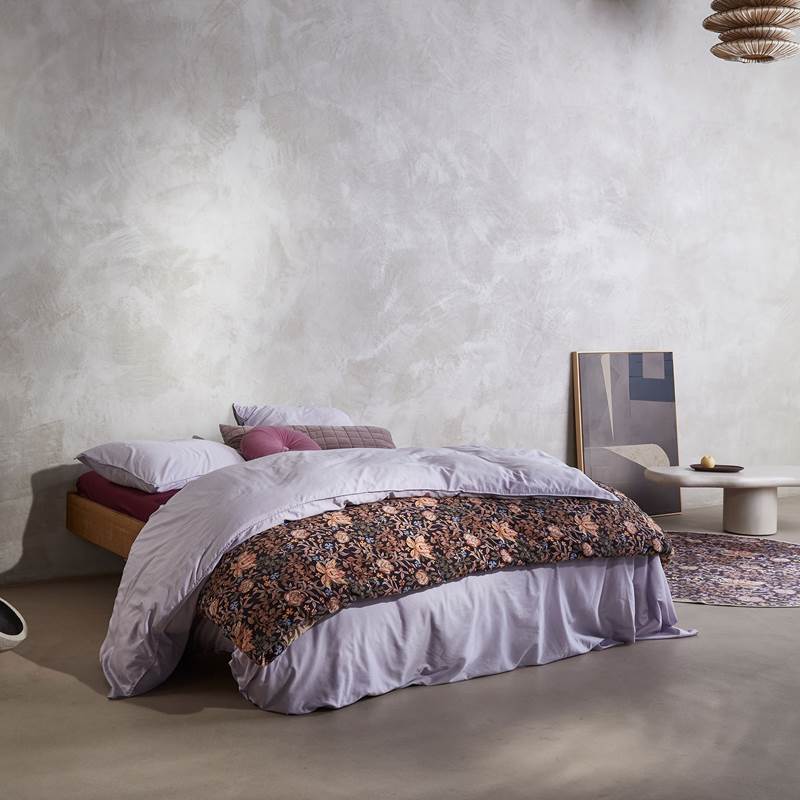 Clayre & Eef Bedsprei 240x260 cm Blauw Roze Katoen Polyester Rechthoek Bloemen Sprei - De Gooische Woonkamer