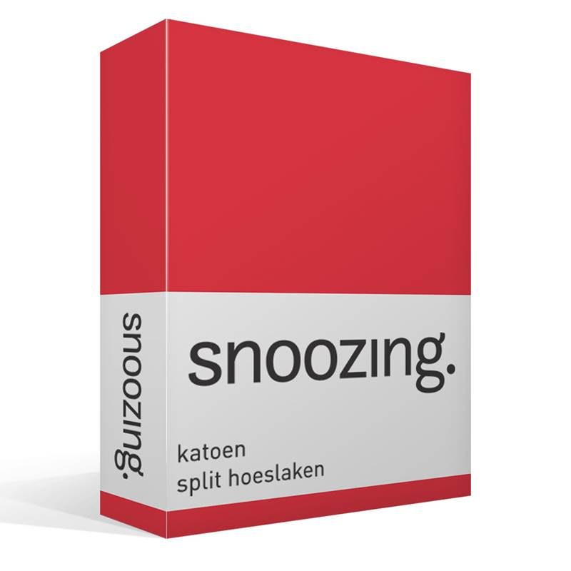 Snoozing katoen split hoeslaken Rood Lits-jumeaux (180x210/220 cm)