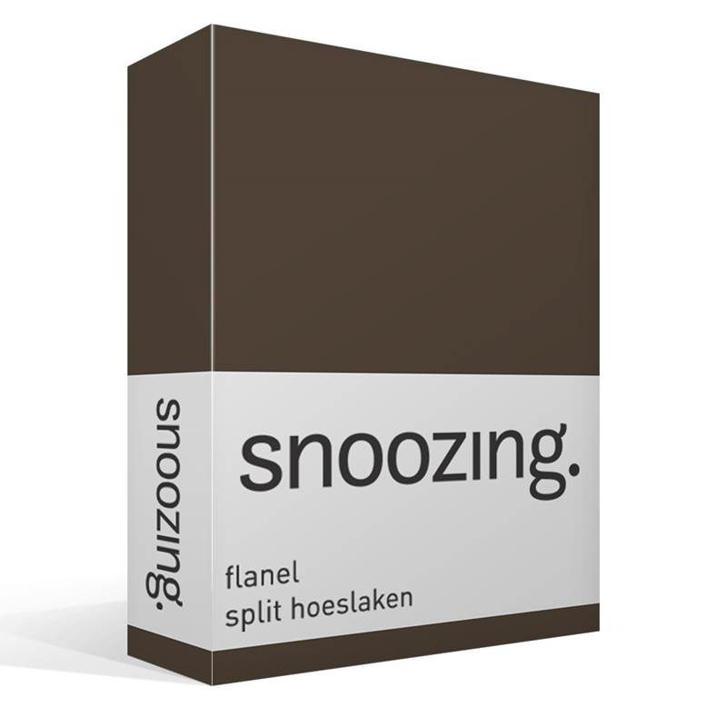Goedkoopste Snoozing flanel split hoeslaken Bruin Lits-jumeaux (160x200 cm)