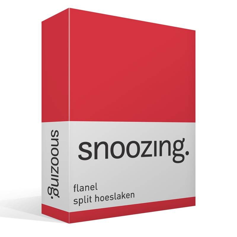 Snoozing flanel split hoeslaken Rood 2-persoons (140x200 cm)