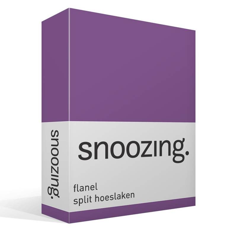 Snoozing flanel split hoeslaken Paars Lits-jumeaux (160x210/220 cm)