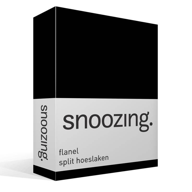 Goedkoopste Snoozing flanel split hoeslaken Zwart Lits-jumeaux (160x200 cm)