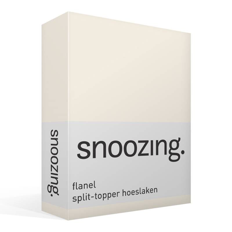 Goedkoopste Snoozing flanel split-topper hoeslaken Ivoor 2-persoons (140x200 cm)