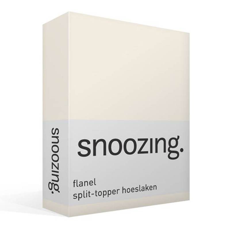 Snoozing flanel split-topper hoeslaken Ivoor Lits-jumeaux (180x200 cm)