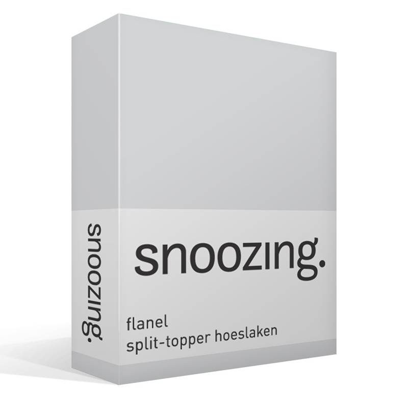 Snoozing flanel split-topper hoeslaken Grijs Lits-jumeaux (160x200 cm)