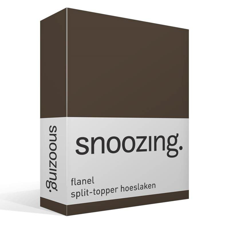 Snoozing flanel split-topper hoeslaken Bruin 2-persoons (140x200 cm)