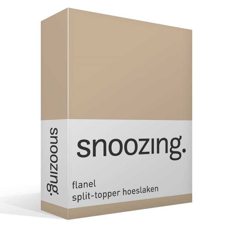 Snoozing flanel split-topper hoeslaken Camel Lits-jumeaux (200x200 cm)