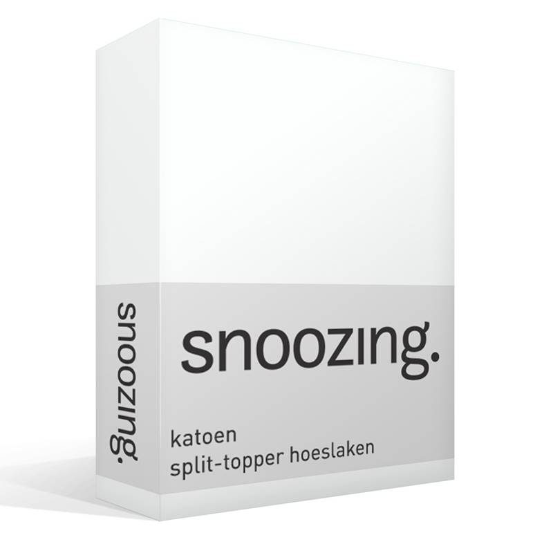 Snoozing katoen split-topper hoeslaken Wit Lits-jumeaux (160x200 cm)