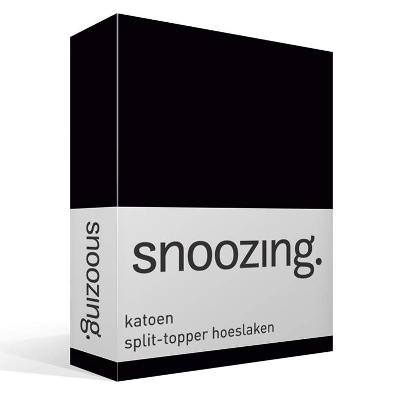 Snoozing katoen split-topper hoeslaken Zwart Lits-jumeaux (160x210/220 cm)