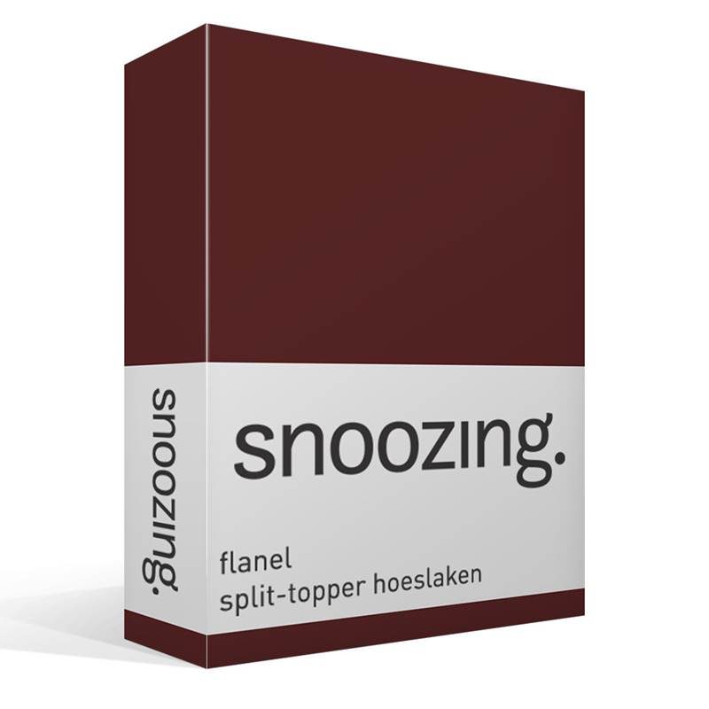 Goedkoopste Snoozing flanel split-topper hoeslaken Aubergine Lits-jumeaux (160x210/220 cm)