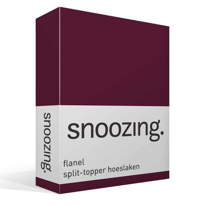 Snoozing flanel split-topper hoeslaken Aubergine Lits-jumeaux (200x200 cm)