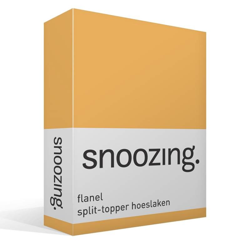 Snoozing flanel split-topper hoeslaken Warm Geel Lits-jumeaux (160x200 cm)