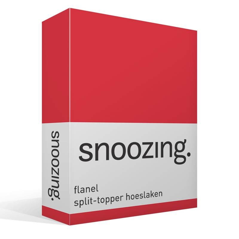 Snoozing flanel split-topper hoeslaken Rood 2-persoons (140x200 cm)