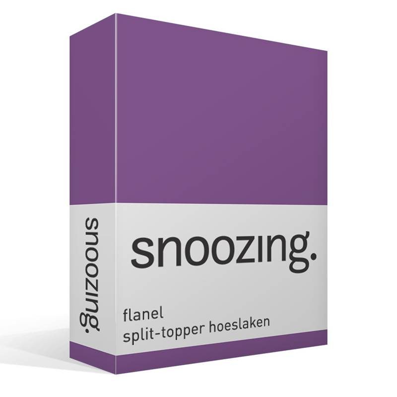 Snoozing flanel split-topper hoeslaken Paars Lits-jumeaux (160x210/220 cm)
