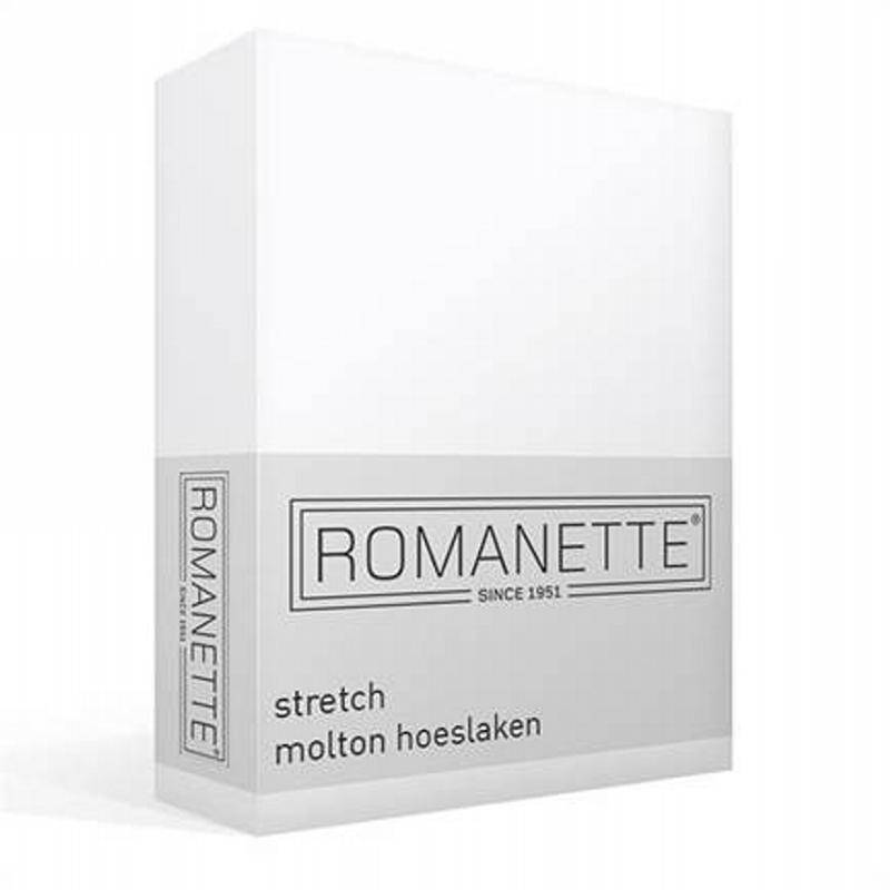 Romanette stretch molton hoeslaken Wit Lits-jumeaux (160/180/200x200/220 cm)