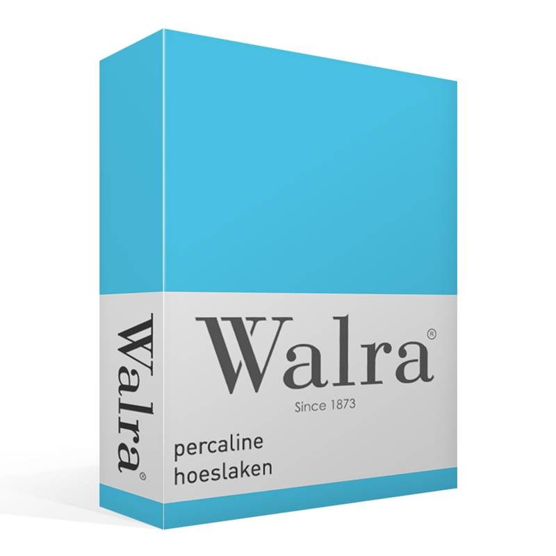Walra Percaline katoen hoeslaken Aqua 2-persoons (140x200 cm)