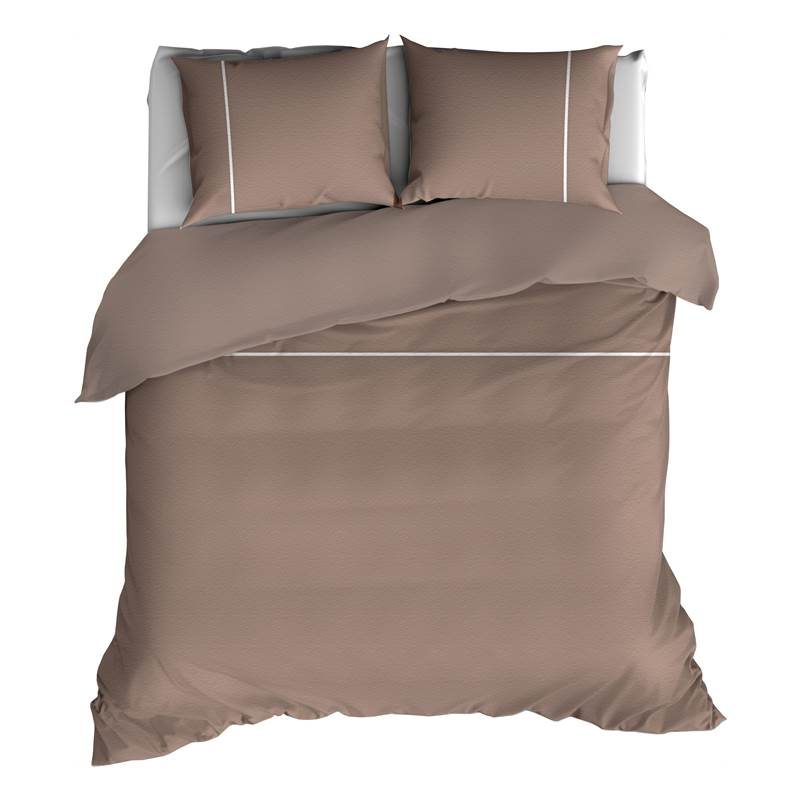 Goedkoopste Romanette Duchesse flanel dekbedovertrek Taupe/Wit Lits-jumeaux (270x200/220 cm + 2 slopen)