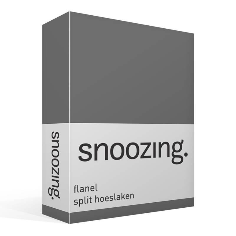 Goedkoopste Snoozing flanel split hoeslaken Antraciet Lits-jumeaux (180x210/220 cm)