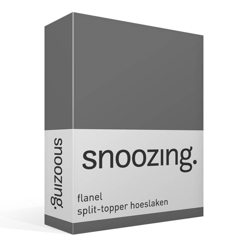 Snoozing flanel split-topper hoeslaken Antraciet 2-persoons (140x200 cm)
