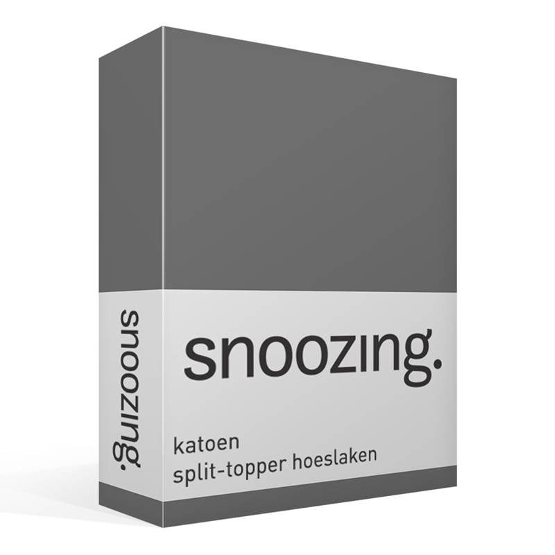 Snoozing katoen split-topper hoeslaken Antraciet Lits-jumeaux (200x210/220 cm)