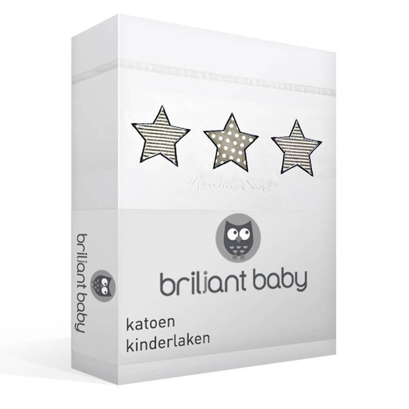 Briljant Baby Star katoen kinderlaken Wit + Grijs Wiegje (75x100 cm)