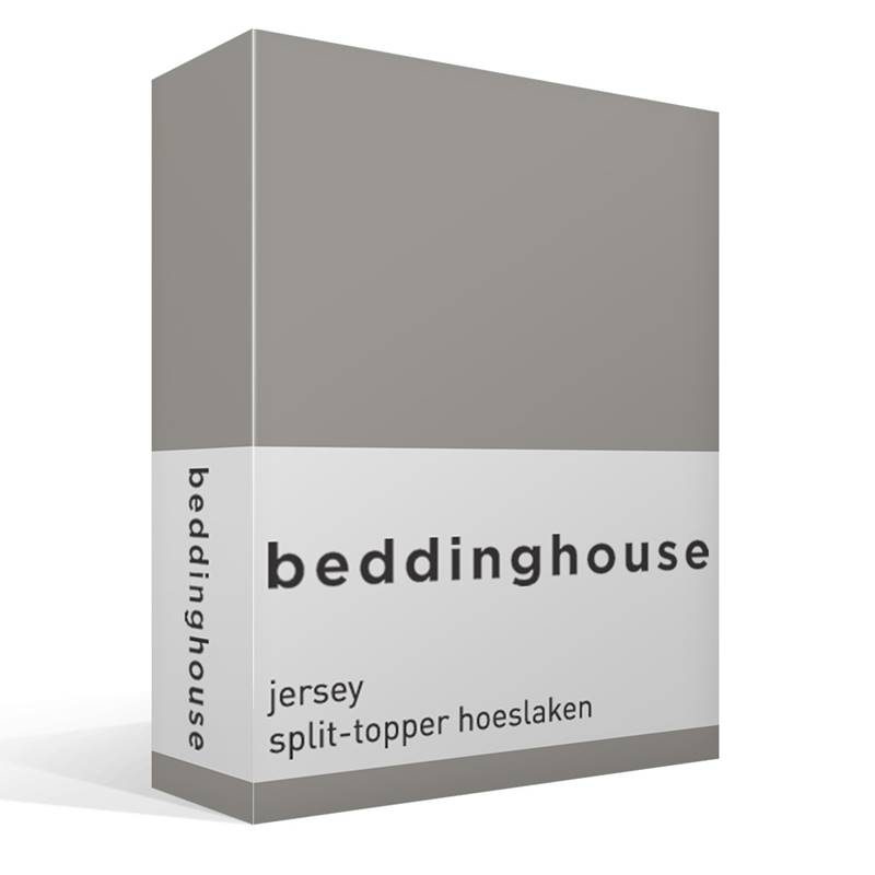 Goedkoopste Beddinghouse jersey split-topper hoeslaken Taupe Lits-jumeaux (160x200/220 cm)