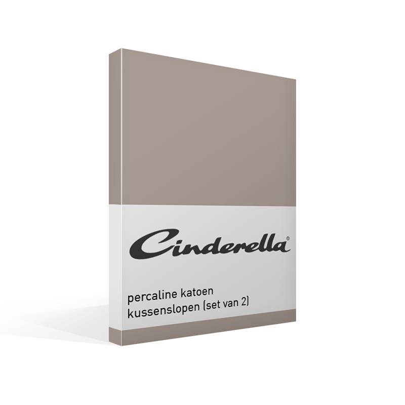 Goedkoopste Cinderella Basic percaline katoen kussenslopen (set van 2) Taupe 60x70 cm - Standaardmaat