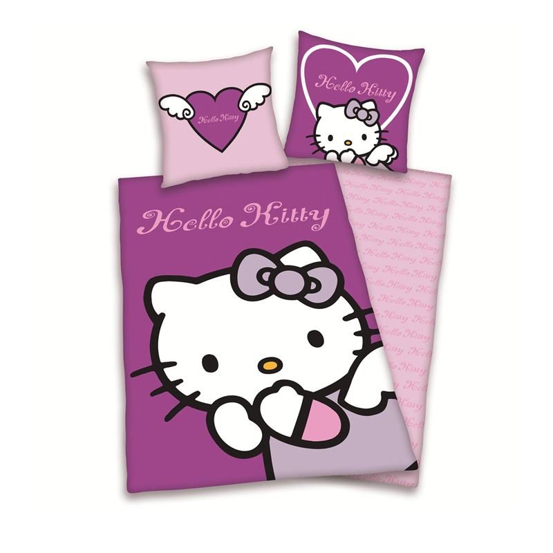 Goedkoopste Hello Kitty flanel dekbedovertrek Paars 1-persoons (135x200 cm + 1 kussensloop)