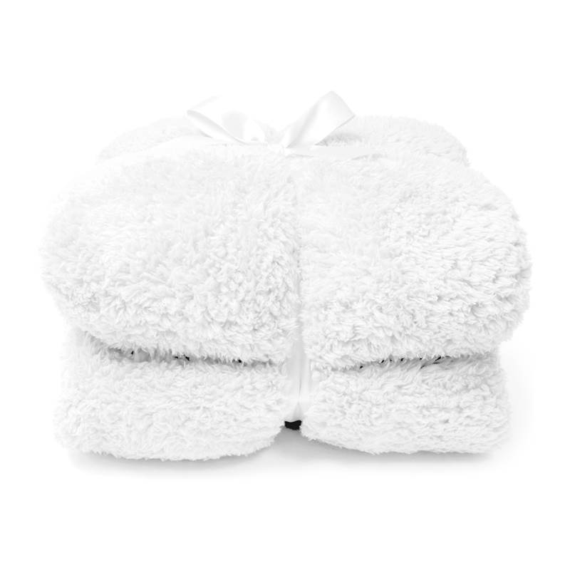Goedkoopste Unique Living Teddy fleece plaid Off-white 150x200 cm