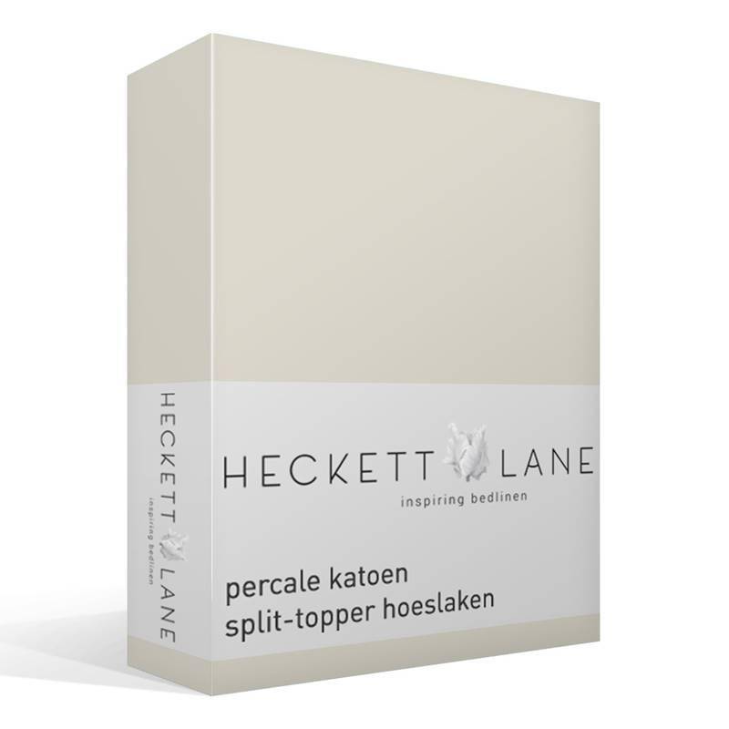 Heckett & Lane percale katoen split-topper hoeslaken Off white Lits-jumeaux (160x200 cm)