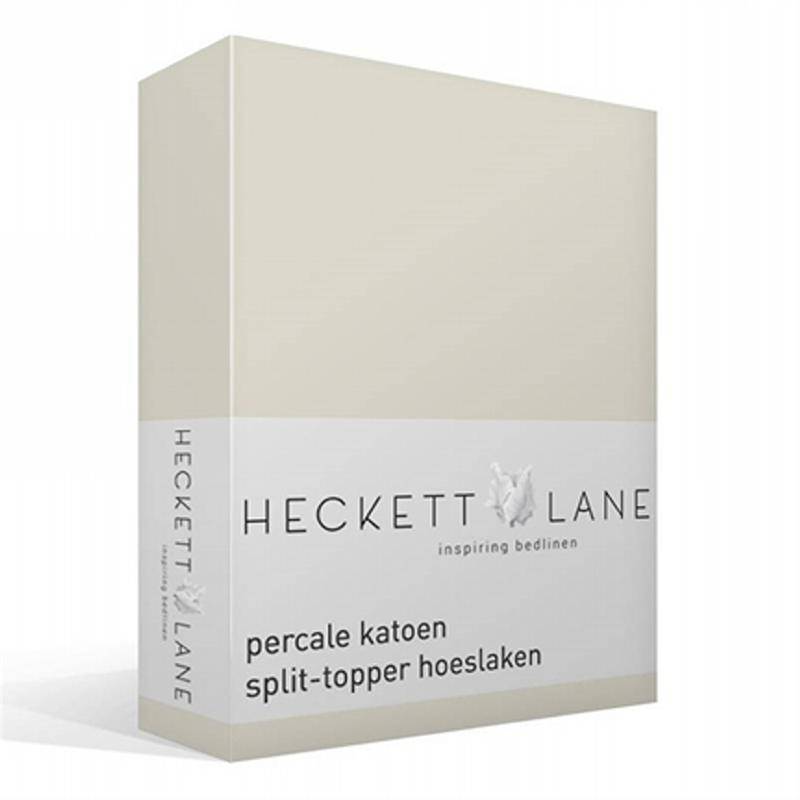 Heckett & Lane percale katoen split-topper hoeslaken Off white Lits-jumeaux (180x200 cm)