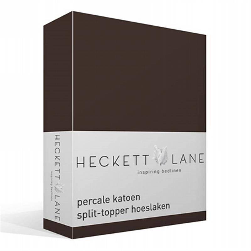 Goedkoopste Heckett & Lane percale katoen split-topper hoeslaken Chocolate brown Lits-jumeaux (160x210 cm)