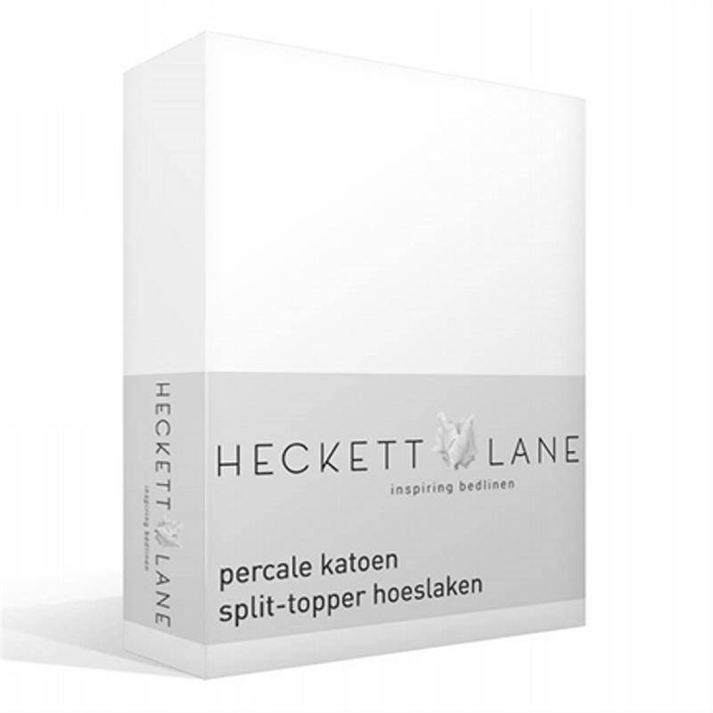 Heckett & Lane percale katoen split-topper hoeslaken White Lits-jumeaux (200x200 cm)
