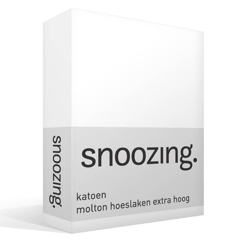 Goedkoopste Snoozing katoen molton hoeslaken extra hoog Wit Lits-jumeaux (180x200 cm)