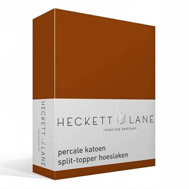 Heckett & Lane percale katoen split-topper hoeslaken Terra Lits-jumeaux (180x220 cm)