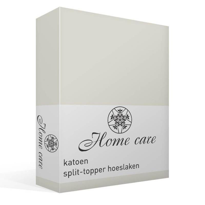 Goedkoopste Home Care katoen split-topper hoeslaken Creme Lits-jumeaux (160x200 cm)