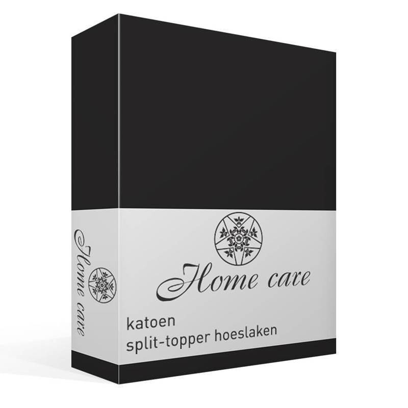 Home Care katoen split-topper hoeslaken Zwart 2-persoons (140x200 cm)