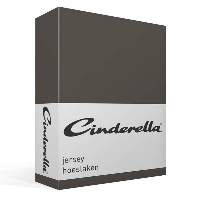 Cinderella jersey hoeslaken Anthracite Lits-jumeaux (180x210/220 cm)