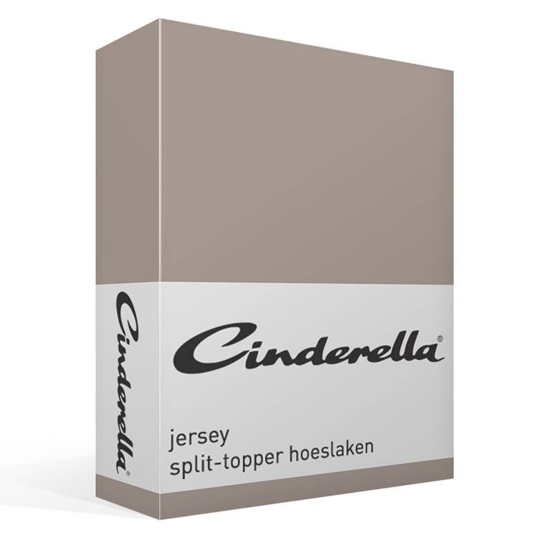 Goedkoopste Cinderella jersey split-topper hoeslaken Taupe Lits-jumeaux (160x200/210 cm)