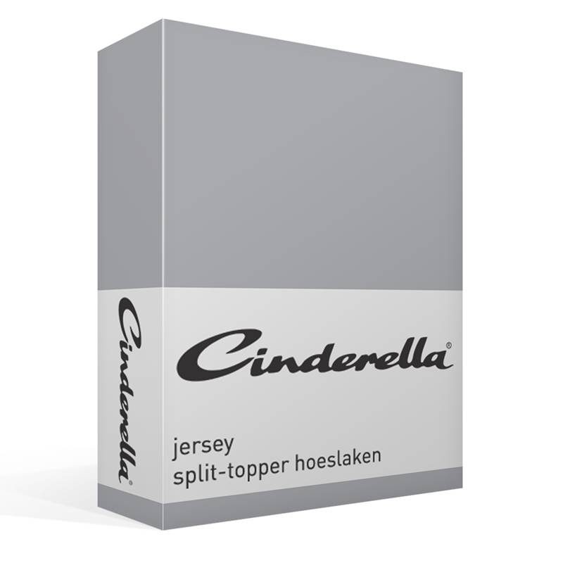 Cinderella jersey split-topper hoeslaken Light grey Lits-jumeaux (160x200/210 cm)