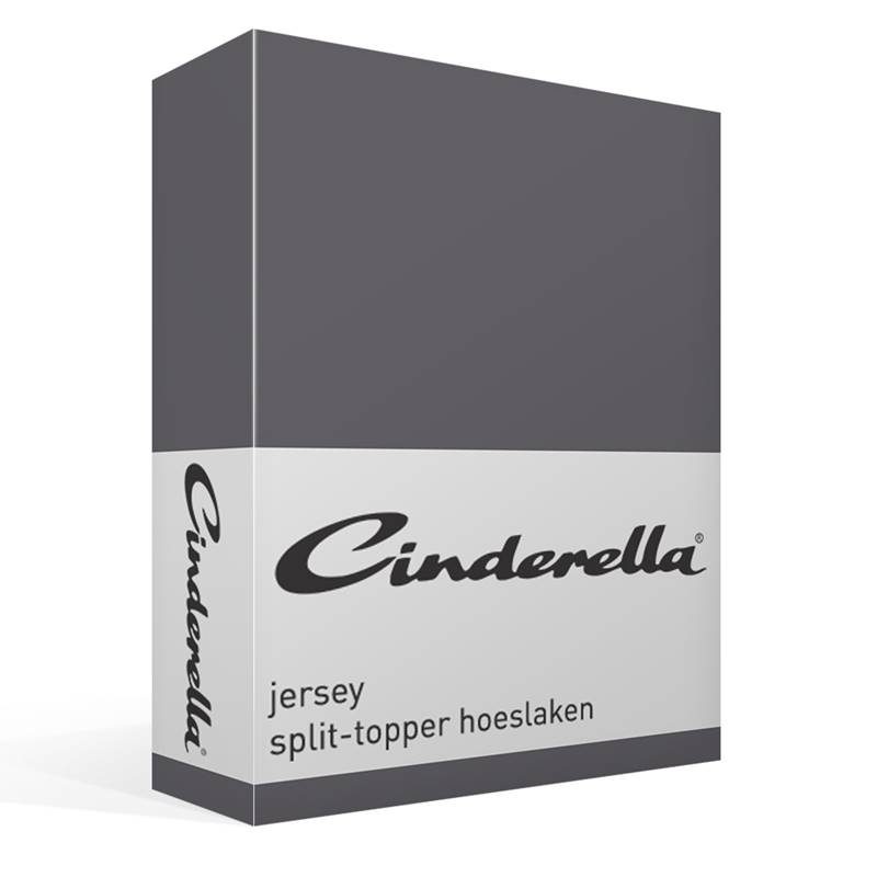Cinderella jersey split-topper hoeslaken Anthracite Lits-jumeaux (200x200/210 cm)