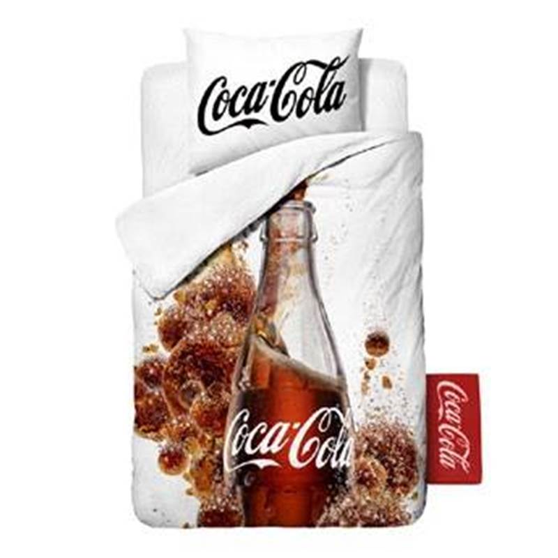 Goedkoopste Coca Cola flanel dekbedovertrek Wit 1-persoons (140x200 cm + 1 sloop)