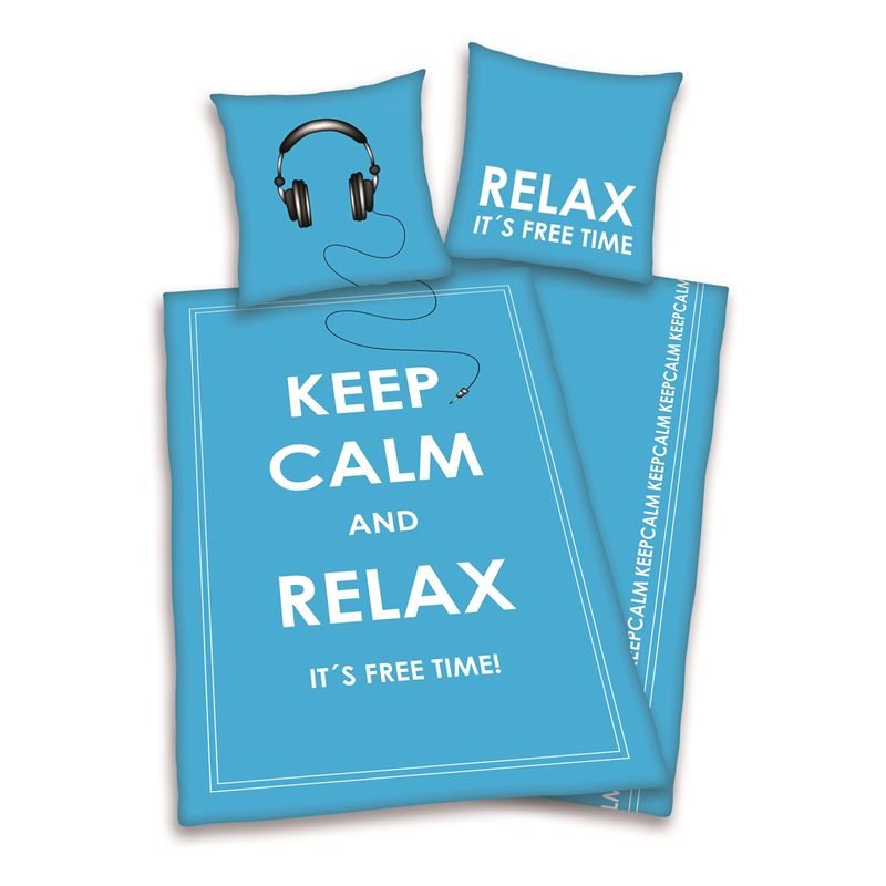 Young Collection Keep Calm and Relax dekbedovertrek Blauw 1-persoons (140x200 cm + 1 sloop)